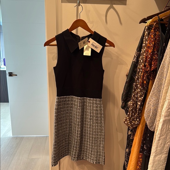 Ted Baker Formal Black and White A-Line Dress with Notched Collar - Picture 1 of 3